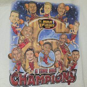 New Vintage 1998 Chicago Bulls 6 Time NBA World Champions Caricature Shirt 2XL